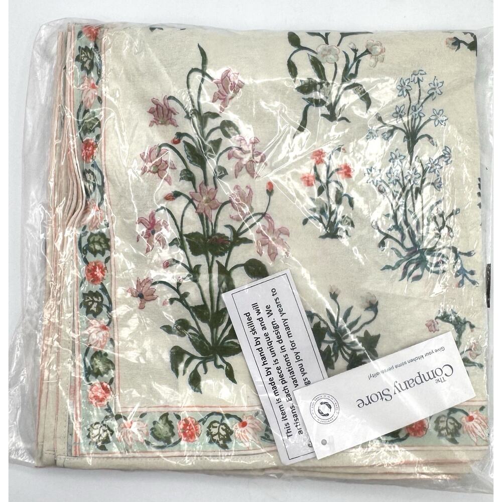 The Company Store Handmade Cloth Napkins Set of 4 Botanical Floral Cotton New
